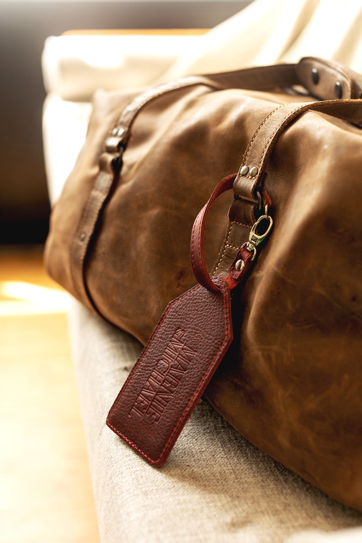 Customizable Leather Luggage Tag with Company Logo Embossing